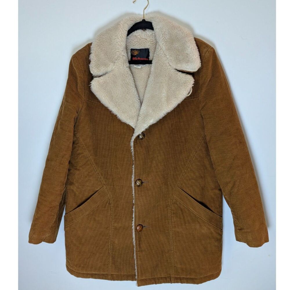 Vintage Richman Brothers Corduroy Sherpa Lined Coat Men’s 40 Brown Ranch Jacket